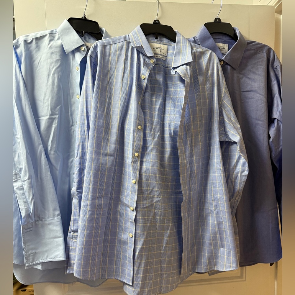 Charles Tyrwhitt Light Blue and Blue Check Dress Shirts
